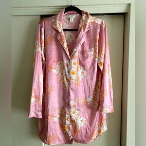 Cynthia rowley pink floral silk sleep shirt